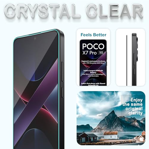 Image of ArmourPro Military Grade Gorilla Tempered Glass Compatible For Poco X7 Pro (6.67 Inch) With Easy Installation Kit for Smartphone| Edge-to-Edge Protector Coverage | Black, Pack of 2