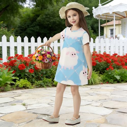 Vestido casual de moda confeccionado en algodón puro para niñas 5