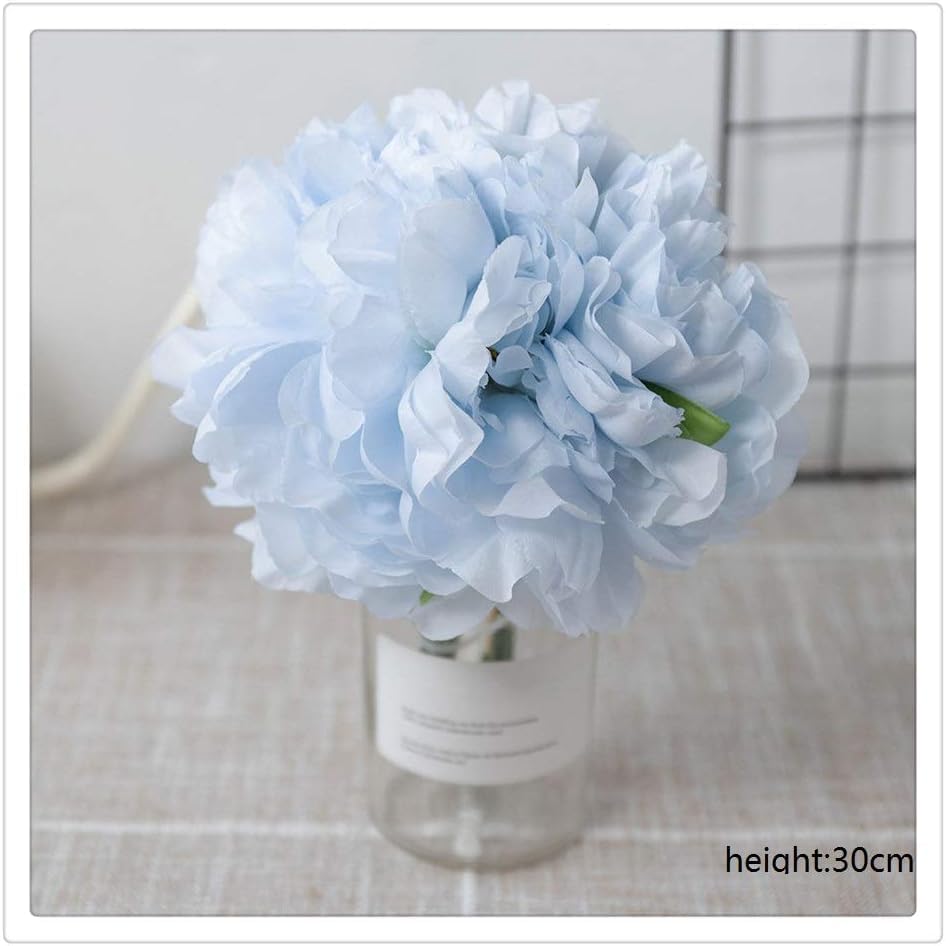 Fiori Artificiali Bouquet di peonie di Seta Bianco Grande Fiore Finto Finto Decorazione della casa Festa di Nozze organizzare Blu 30 cm