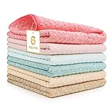 SOOWASH Waffer Microfiber Gym Towels for Working Out 6 Pk Quick Dry Negative Ions Lightweight Gym Towels for Men & Women Sports Towel for Body Hot Yoga (Pink+Yellow+Blue+Red+Teal+Brown(40'X14')