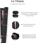 L'ANGE HAIR Le Titane Titanium Flat Iron | Hair Straightener with Curved Edges for Versatile Styling | Dual Voltage Flat Iron with Infrared Heat & Adjustable Temperature | 1" Black
