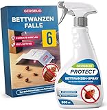 Gerobug Bettwanzen Set – 6 Klebefallen zur Früherkennung + 500 ml Bettwanzenspray mit Sofortwirkung – Zur Erkennung & Behandlung von Bettwanzen – für Zuhause, Reisen & Hotels