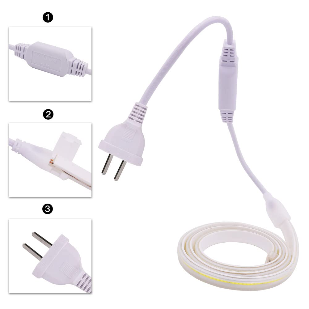 25m blanco 6000K tira de luces LED COB recortable, AC220V, flexible e impermeable, diseño DIY, para dormitorios, salones, salas de juegos, cocinas, fiestas y decoración de tiendas