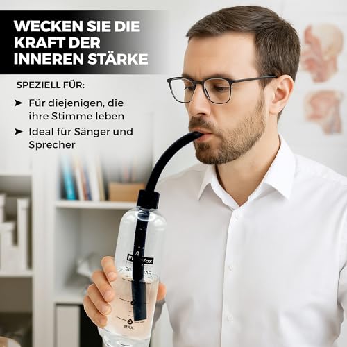 FlexiVox® kompatibel mit Lax Vox Schlauch Methode | Stimmtraining SOVT für Sänger, Logopädie und Stimmtherapie | Kit: Kalibrierter Schlauch, Messflasche, Bürste, Tasche & eBook