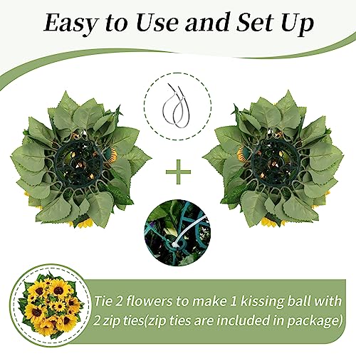 BLOSMON Sunflowers Artificial Flowers Ball - 10 Pcs Fake Yellow Sunflower Flowers CenterPieces Decoration for Wedding Table - Silk Kissing Floral Arrangements for Home Party Event DIY Decor by BLOSMON - Image 4