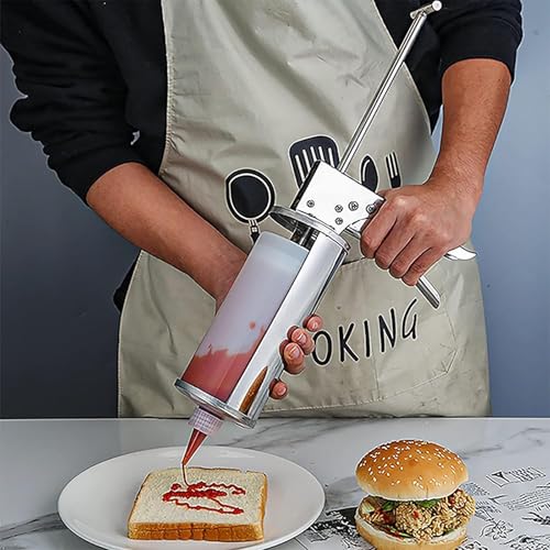 Saucenspender, Edelstahl Burger Sauce Pistole, Saure Sahne Squeeze Spender, Flasche mit Spender, für Küche Tomaten Salat Erdbeersauce