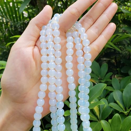 Image of 60pcs Adabele Lab Created White Opal Gemstone 6mm Round Beads