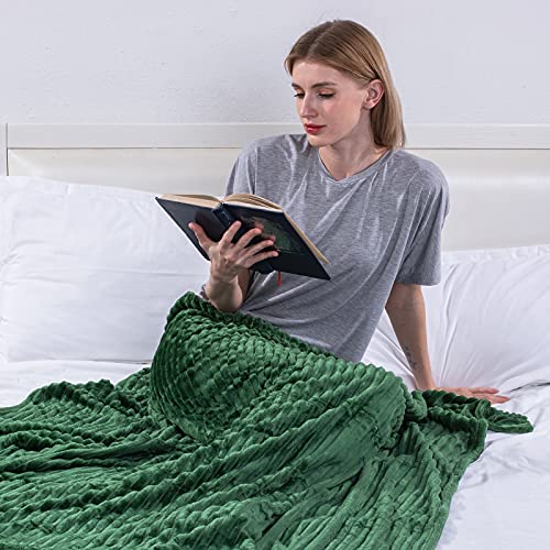 Se Softexly Striped Fleece Blankets, Soft Warmer Throw Blankets For All Season, Lightweight Microfiber Flannel Blanket Suit For Home Bed, Sofa & Dorm(Green, 50"X60") #TOP3