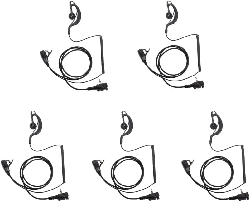 5 Pack V-261 Earpiece Headset MIC PTT for Motorola Yaesu Vertex Standard EVX-261 VX-230 VX-231 VX-298 VX-350 VX-351 VX-354 VX-180 VX-537 EVX-531 Two Way Radio with G Shape Design