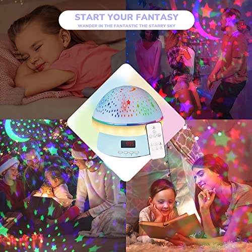 Remote Control and Timer Design Starry Sky Rotating Star Projector Night Light,16 Colorful Projector Light Dimmable LED Bedside Lamp,Kids Room Decor (Blue) - Image 6