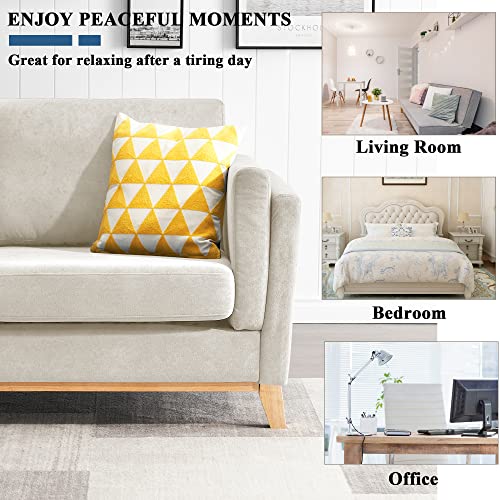 72" Loveseat Sofa, Mid-Century Modern Love Seats For Living Room, Upholstered Sofa Couches With Solid Wood Leg, 2 Seat Chenille Fabric Couch For Small Space, Dorm, Apartment, Office (Beige) #TOP6
