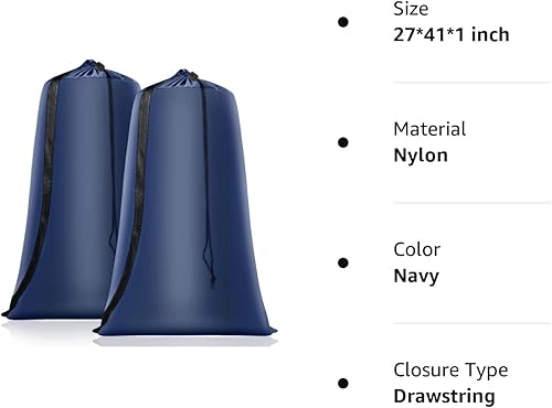 Miniatura 7 de Coomee Bolsa de lavandería resistente, paquete de 2 bolsas de lavandería de nailon XL con correas, organizador grande de ropa sucia lavable con