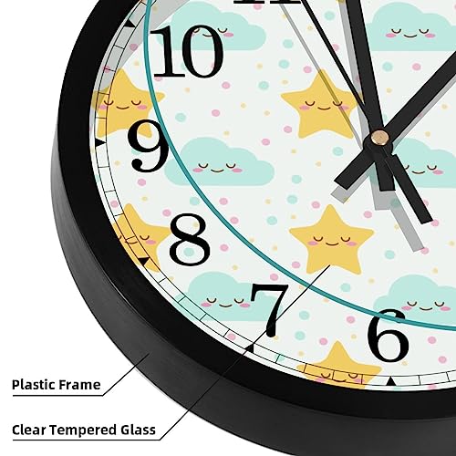 Horloge murale silencieuse à quartz de précision design étoiles pour chambre bébé