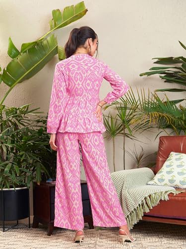 Image of Sassafras Women Set of Peplum Shirt with Palazzo Pants
