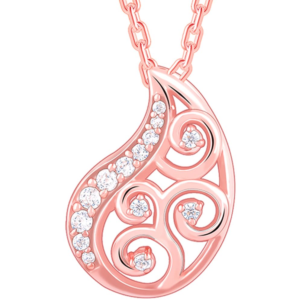 925 Silver Rose Gold Charming Paisley Pendant With Link Chain| Necklace to Gift Women & Girls | With Certificate of Authenticity and 925 Stamp | 6 Months Warranty-image-9