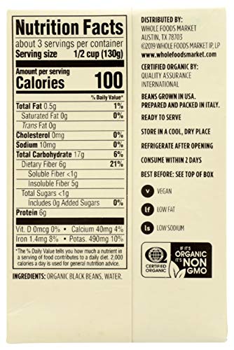 Image of 365 by Whole Foods Market, Organic Unsalted Black Beans, 13.4 Ounce (Pack of 6)