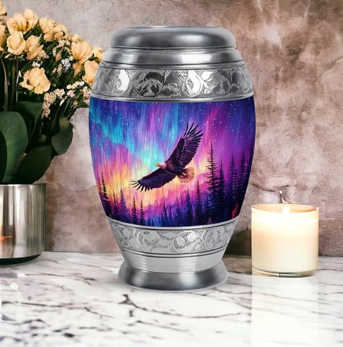 Image of Eagle Urn - Large Burial Urns for Human Ashes Adult Female - Memorial Funeral Urn - Decorative Urns - Combo of 10 Inch & 3 Inch