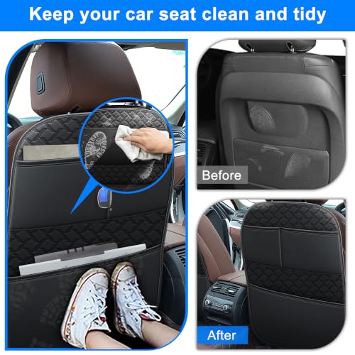 Image of Back Seat Protector 2 Pack Fit for Honda Odyssey Car Kick Mats for Kids Upgraded Version with Storage Organizer Waterproof Dirt Proof Faux Leather Auto Accessories (Black)