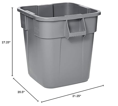 Miniatura 5 de Rubbermaid Commercial Products BRUTE - Contenedor cuadrado de almacenamiento sin tapa, 28 galones, color gris (FG352600GRAY)