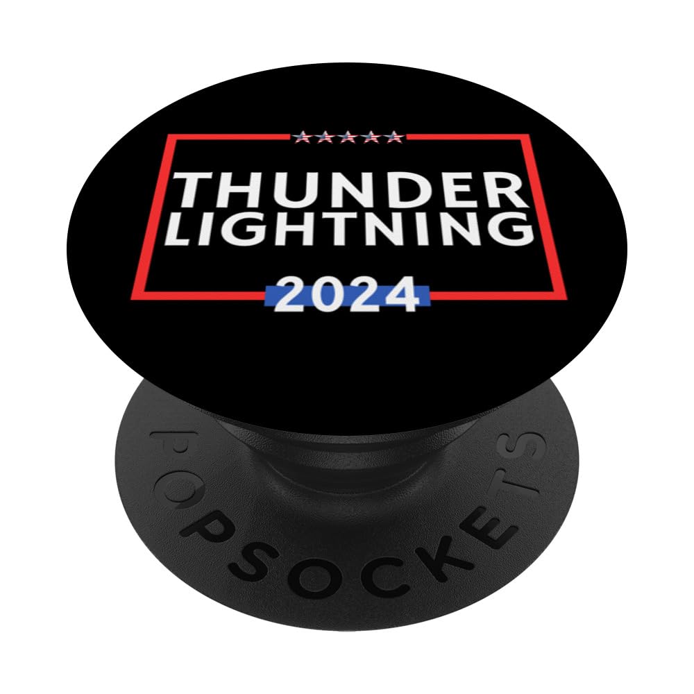 Thunder Lightning 2024 is Storm Chaser is Political Election PopSockets Swappable PopGrip, Black