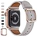 Produktbild MNBVCXZ Armbänder Kompatibel mit Apple Watch Armband 38 mm 40 mm 42 mm 44 mm, Top Grain Lederband, Ersatzarmband für iWatch-Serie 5/4/3/2/1, Unique Design Edition(38mm 40mm,Hellgrau&Rosegold)