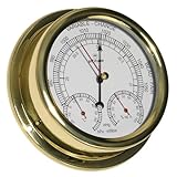 Barometer/Thermometer/Hygrometer Altitude, Messing poliert, Glas aus PMMA Acryl, Durchmesser 150 mm, Tiefe 42 mm, made in Dänemark