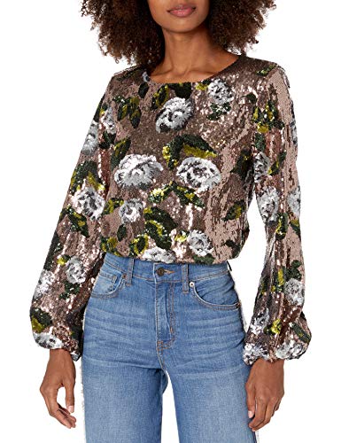 House of Harlow 1960 Women's LIA TOP, Rose Gold Floral, Large