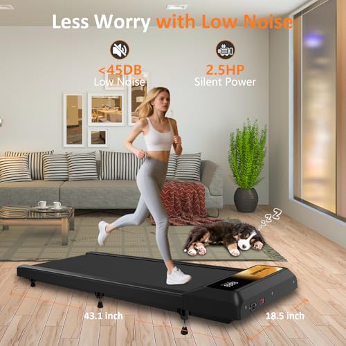 Image of 2.5HP Walking Mat with Incline pad,Under Desk Treadmill, Walking Running Pad with Remote, 3 in 1 Low Noise Small Mini Portable Treadmill with Led Screen, Compact Treadmills for Home, 265lbs Capacity