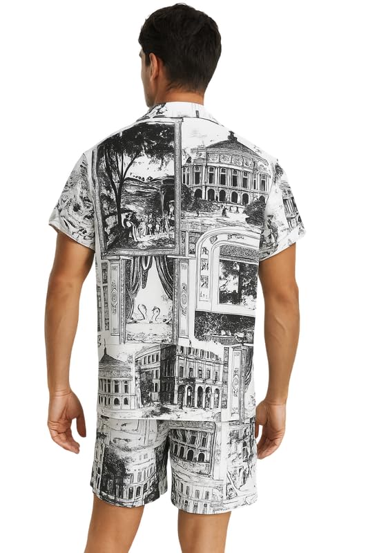 Men’s Printed Co-Ord Set | Plus Size Casual Shirt & Shorts Set | Nightwear Pajama Suit, Loungewear, Beachwear & Vacation Outfit Design No Shirt-Short Set6-Parent-picture-14