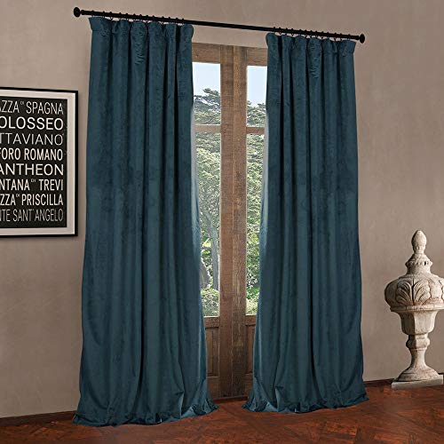 Letau Pinch Pleated Lined Blackout Curtains 120 Inches Long, Luxury Velvet Weighted Thermal Window Curtains Panels Drapes, 84" W X 120" L, Set Of 2, Everglade Teal #TOP1