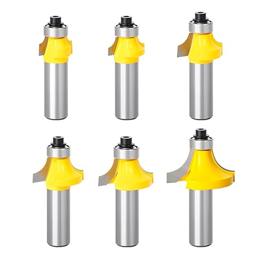 Miniatura 8 de MEIGGTOOL Juego de 7 brocas para enrutador de bordes redondeados con vástagos de 14", radio redondo 12", 38", 516", 14", 732", 316", 18".