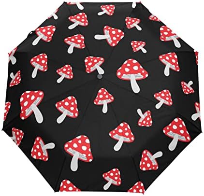 Sletend Mushroom Cartoon Portable Folding Windproof Automatic Umbrella,One Touch Auto Open and Close Button Compact Travel Umbrella for Women Men Kid