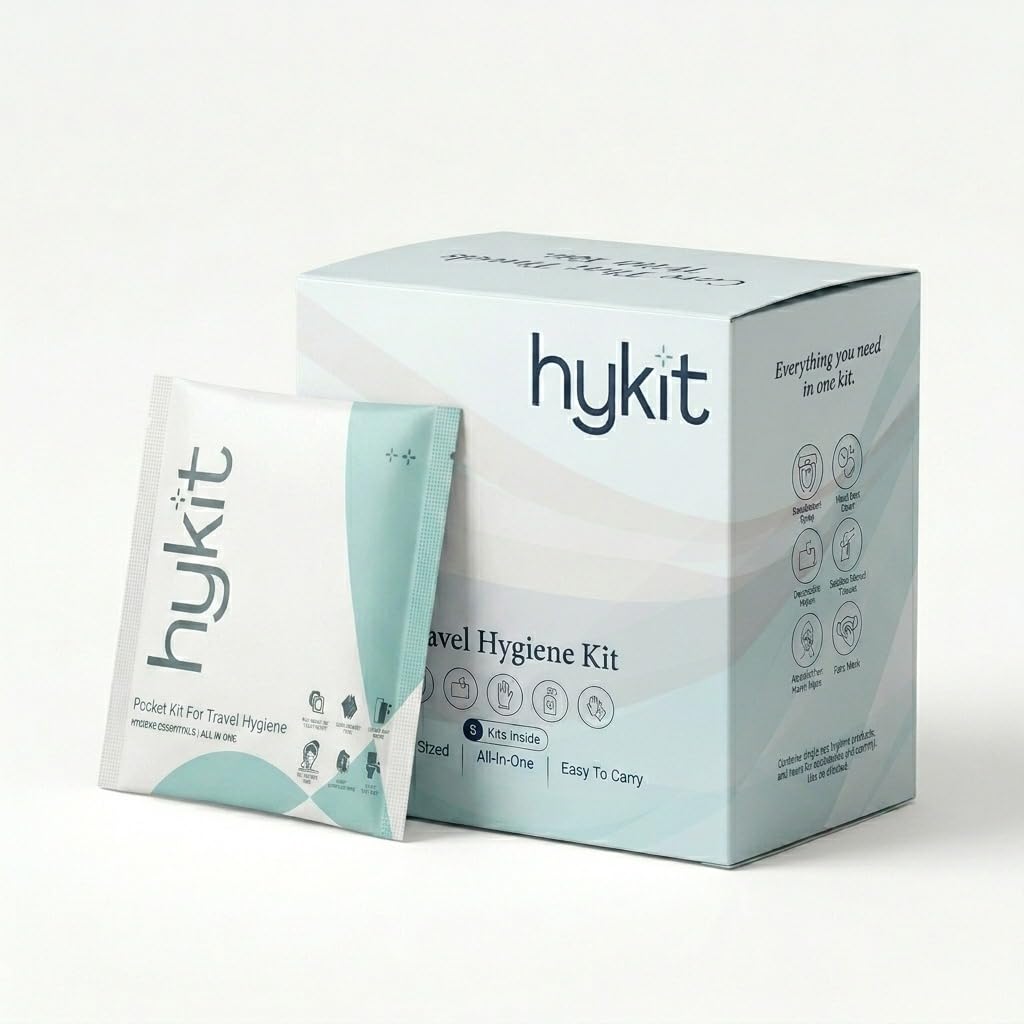 Travel Hygiene Kit (Box of 5 Kits) | 6 Essentials - Seat Cover, Wiper, Soap, Sanitizer, Wet Wipe, Tissues | Pocket Sized, Easy To Carry, Comprehensive Care Package | Public Toilets, Travel, Trains, Highway, Bus Journeys-image-41