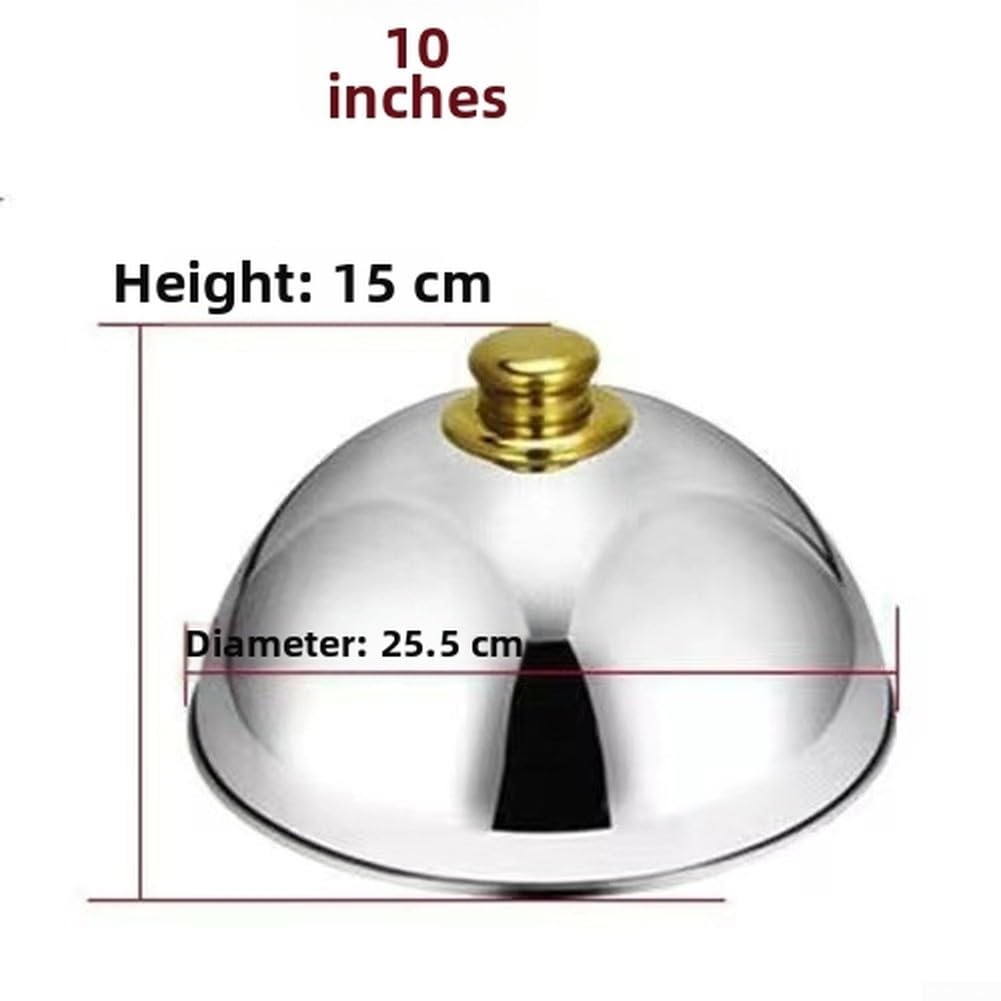 Coprivivande per acciaio 2 Campana per Microonde Anti per polvere Coperchio per Cucina Ristorante 25.5cm(Gold)