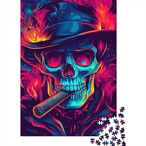 Puzzle de 1000 piezas para adultos diseño Vintage Hat Skull de arte decorativo