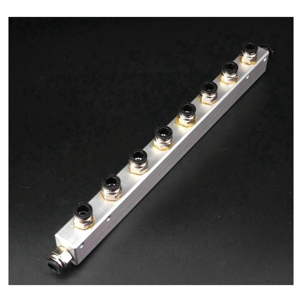 Push Fit 8mm 8 Way 10 Port Pneumatic Quick Connector Air Compressor Fitting Manifold Splitter