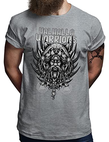 T-shirt viking Berserker Valhalla Warriors gris mélangé en grande taille 4XL pour homme passionné