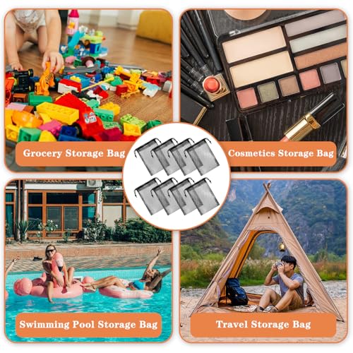 8 Pcs Mesh Bags, Small Mesh Bags Drawstring Rock Collecting Bag Black Drawstring Storage Bag Polyester Net Sack 6 X 4" Mini Net Sack for Traveling Portable Outdoor Activities4