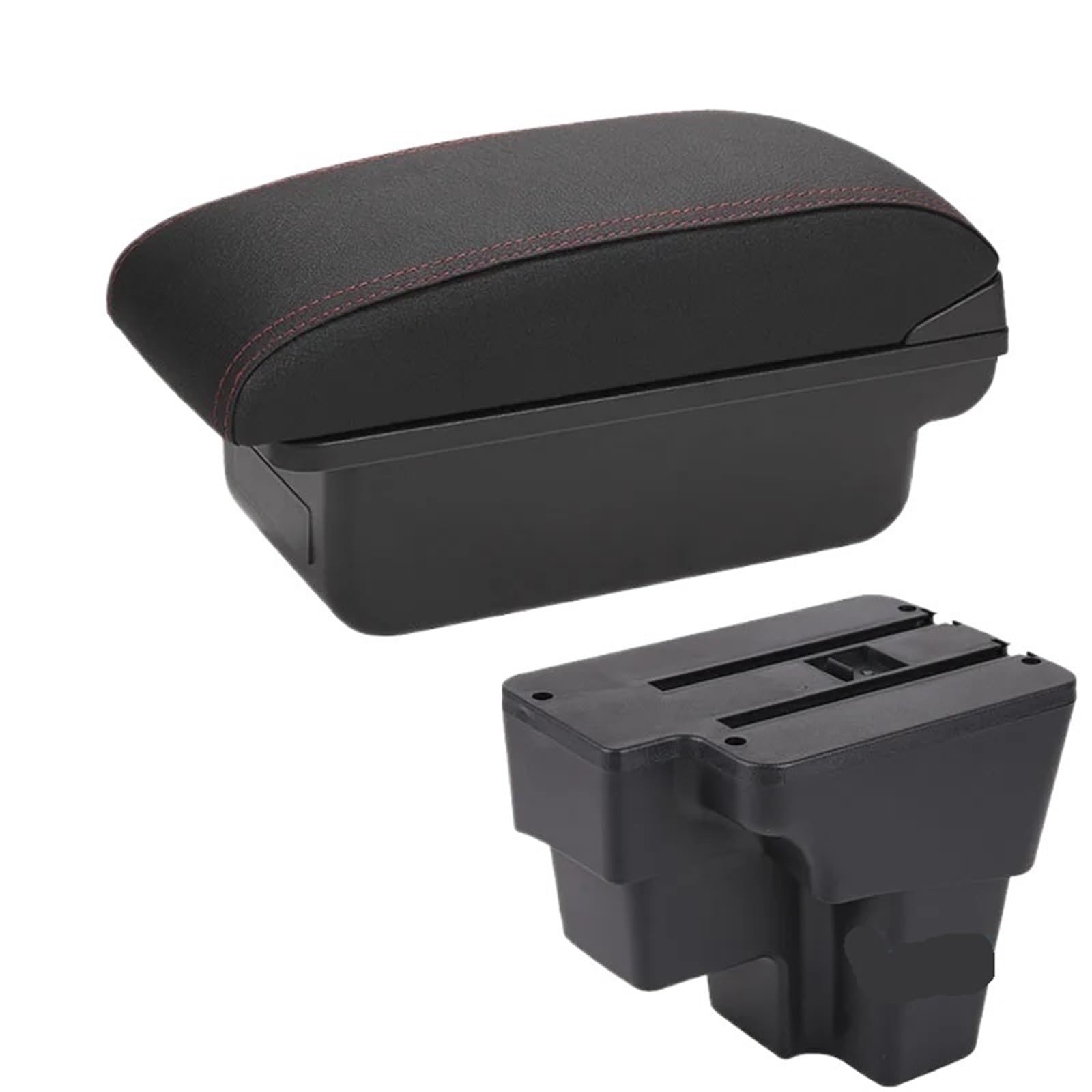 POZMNGTI Armrest Compartment Fit For KIA RIO STONIC KIA Rio Lx Cerato Armrest Box Retrofit Part Storage Box Car Accessory(C1 Black red NO USB)