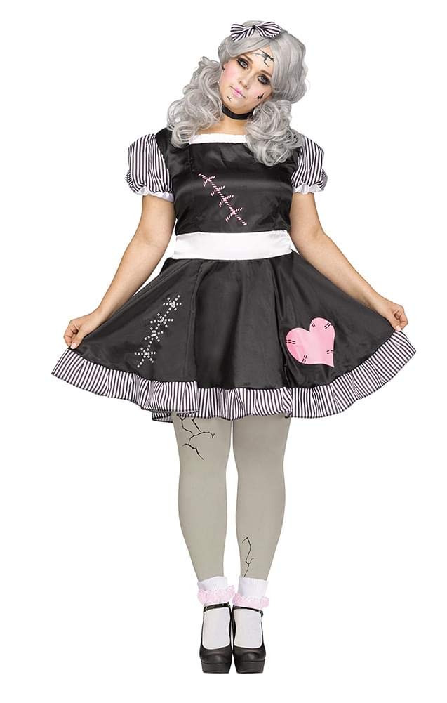 Fun World Women's Plus-Size Broken Doll Plus Size Costume, Multi, X-Large
