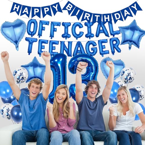 13th Birthday Decorations Boys Blue - 44 Pcs Decoration Including Official Teenager Number 13 Foil Balloons Happy Birthday Banner Cake Topper for 13 Year Old 13th Anniversary Party Supplies - Image 3