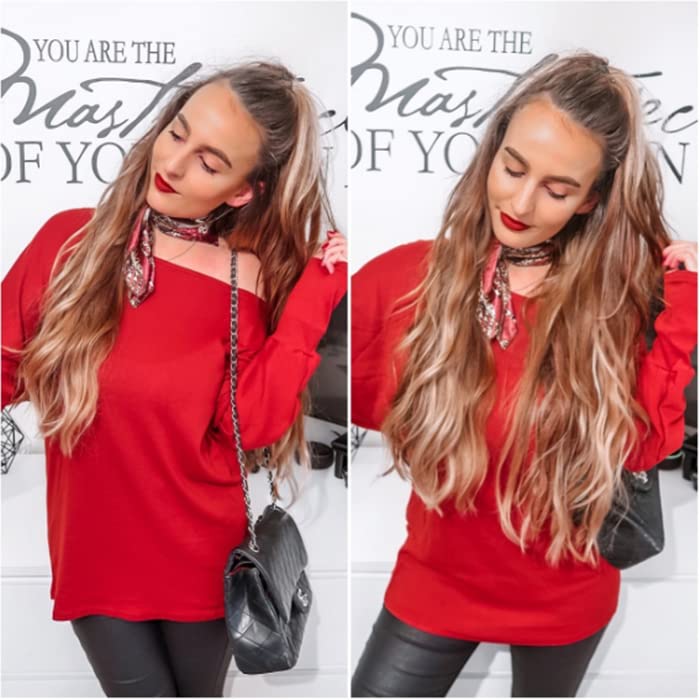 Image of Aifer Women's Off The Shoulder Tops Sexy Long Sleeve Shirts Oversized Fashion Casual Batwing Sweaters Pullover Tunic Tops