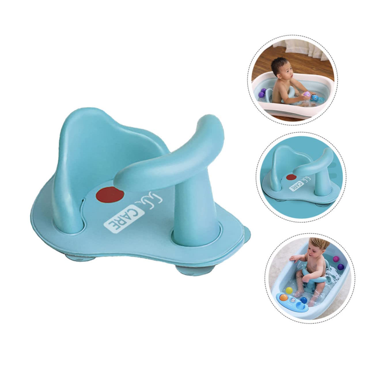 Non-Slip Shower Stool for Thermometer Cushion PVC Bath Seat with Rounded Corners Breathable Comfortable Design and Safe Bath Stool in Blue