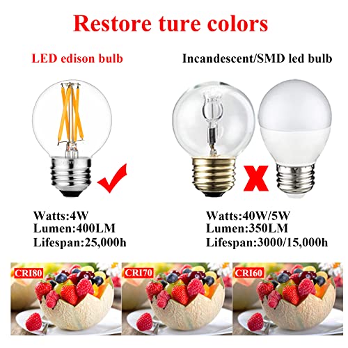 Arberlic Dimmable E26 Led Bulb 4W Equal E26 40 Watt Light Bulb Warm White 2700K E26 Edison Bulb Ac120V 400Lm G16.5 Light Bulb Led For Rustic Sputnik,Vanity,Chandeliers,Fan,Wall Sconces Pack Of 6 #TOP5