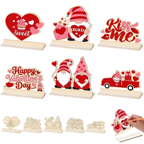 Yuntau 24 Pcs Color Your Own Valentine's Day Signs Crafts