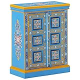 SKM Aparador de Madera Maciza de Mango Turquesa Pintado a Mano,Mobiliario,Armarios y Almacenamiento,Aparadores,Turquesa,244838