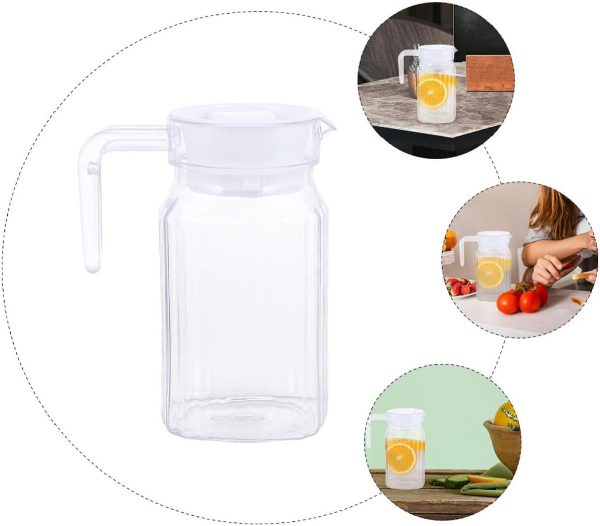 Plastic Cold Water Kettle with Cover, 800ml Serving Jug