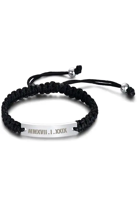 MEALGUET Personalized ID Couple Bracelets Custom Engraving Handmade...