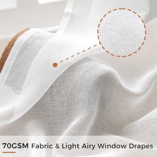 Miniatura 8 de Mrtrees Cortina Para Ventana Dormitorio Translúcidas Visillos Paneles Para Ventanas Sala Para Niños Sala Comedor 2 Piezas 140 245cm Blanco