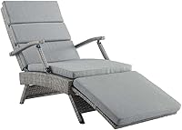 Vista 6 de Modway Envisage - Tumbona de mimbre para patio al aire libre en gris claro